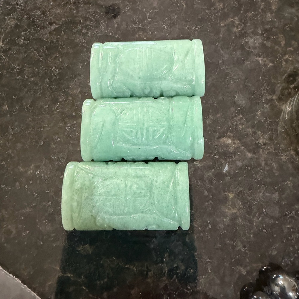 Green Jade Carved Beads